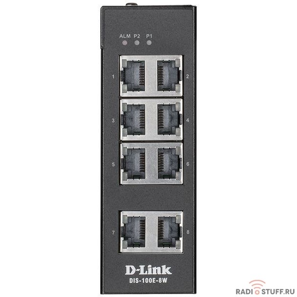 D-Link DIS-100G-8W/A1A Промышленный неуправляемый коммутатор с 8 портами 10/100/1000Base-T