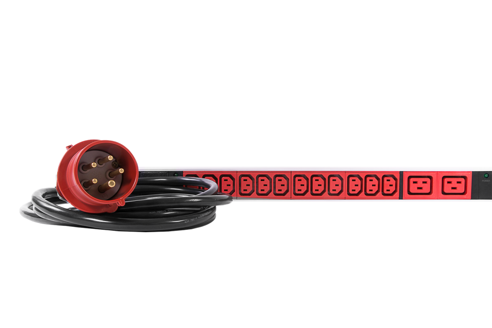 Верт блок розеток Rem-3x16, 3 фазы 16A, инд, 36 C13, 6 C19, 1420 мм, вх IEC 309, шнур 3 м