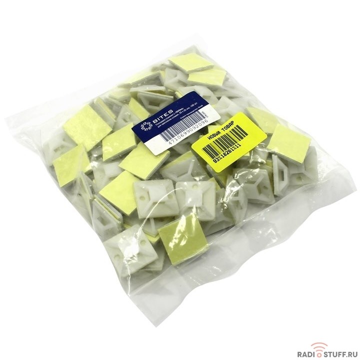 5bites CTM2525-100WH Площадка (самокл.)  для крепления стяжек, 25x25 мм., 100шт
