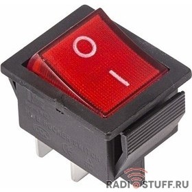 Rexant 36-2330 Выключатель клавишный 250V 16А (4с) ON-OFF красный  с подсветкой  