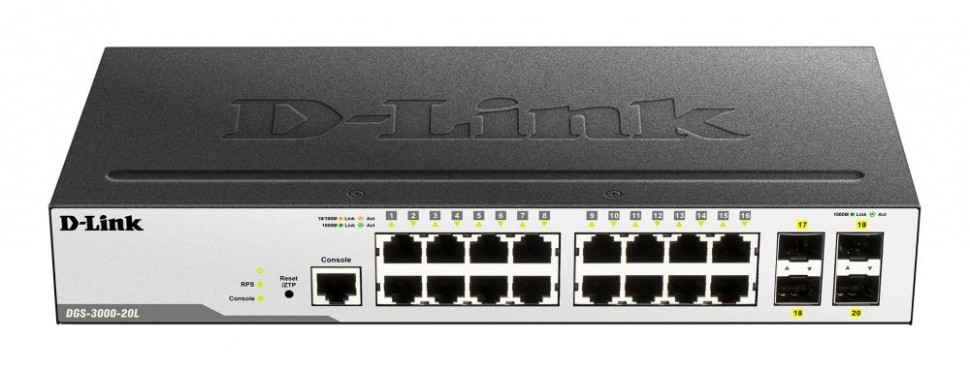 Коммутатор 16PORT 10/100/1000 4SFP DGS-3000-20L/B1A D-LINK