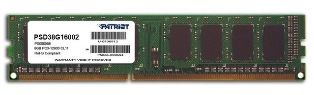 Модуль памяти 8GB PC12800 DDR3 PSD38G16002 PATRIOT