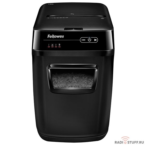 Fellowes Шредер AutoMax 150C FS-46801(01/02)*  {(секр.P-4)/фрагменты 4x38 мм,/150лист./32лтр./Уничт:скрепки, скобы, пл.карты,CD диски}