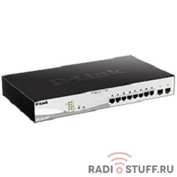 DGS-1210-10MP/F1A D-Link  PROJ управляемый коммутатор WebSmart с 8 портами 10/100/1000Base-T и 2 портами 1000Base-X SFP (8 портов с поддержкой PoE 802.3af/802.3at (30 Вт), PoE-бюджет 130 Вт)
