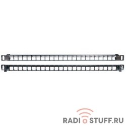 Модульная патч-панель 19", 24 порта, Flat Type, 0.5U, для экранированных и неэкранированных модулей KJNE, с задним кабельным организатором (без модулей), Hyperline  