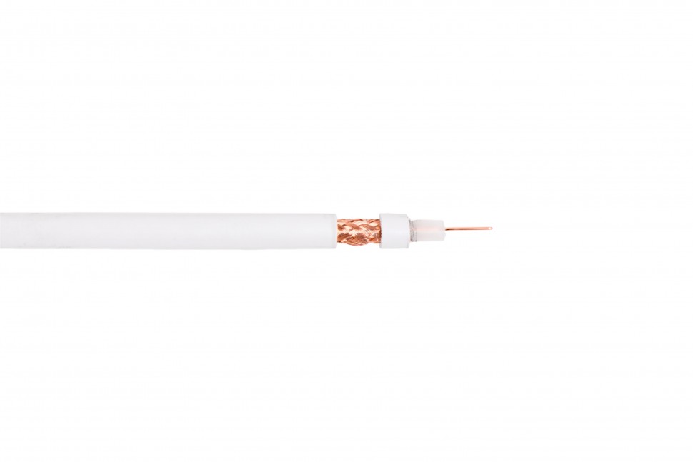 Кабель коаксиальный RG-59 B/U MIL17  экран 112%, белый, 500 м