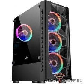 1STPLAYER D4-BK-4G6 Корпус DK D4 BLACK / ATX, tempered glass, metal mesh / 4x 120mm LED fans inc. / D4-BK-4G6