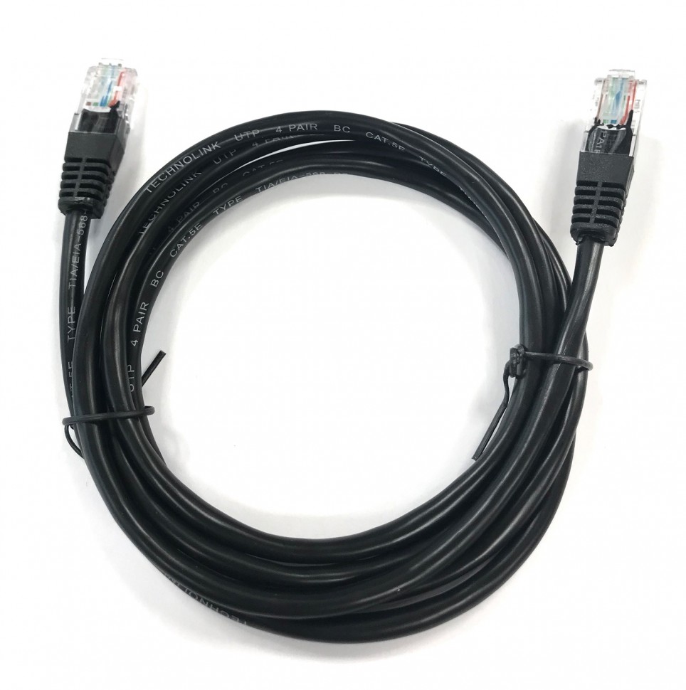 Патч-корд Technolink UTP4 cat 5e, 1,5м, ВС, LSZH, черный, литой коннектор